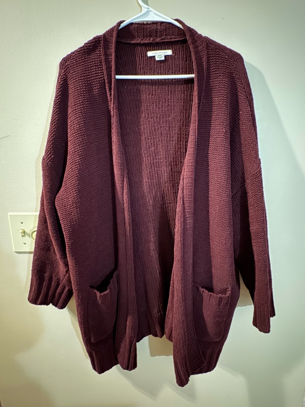 American Eagle Outfitters Open-Front Burgundy Cardigan